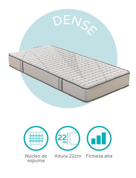 Remoloneo Dense. colch&oacute;n enrollado de espuma t&eacute;cnica, colch&oacute;n firme env&iacute;o express. 22 cm. 